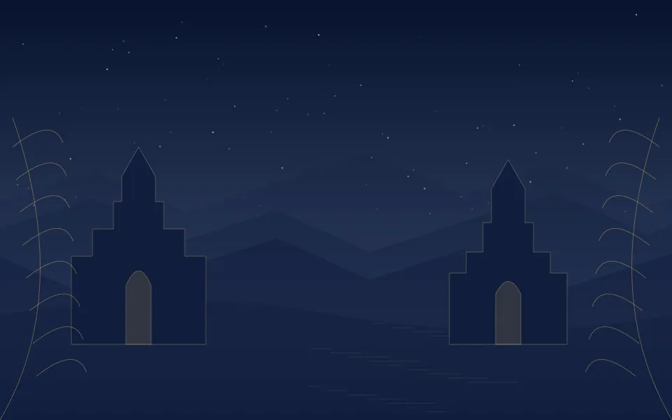 temple courtyard night